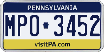 PA license plate MPO3452