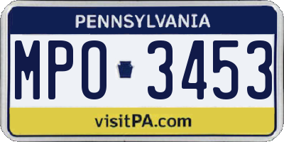 PA license plate MPO3453