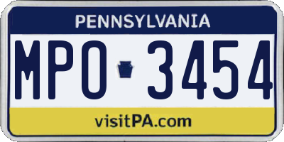 PA license plate MPO3454