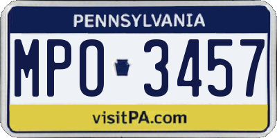 PA license plate MPO3457