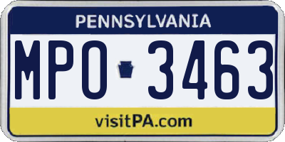 PA license plate MPO3463