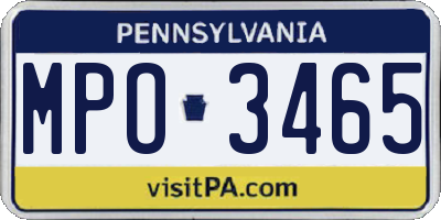 PA license plate MPO3465