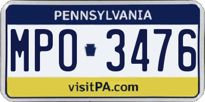 PA license plate MPO3476