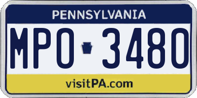 PA license plate MPO3480