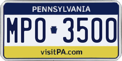 PA license plate MPO3500