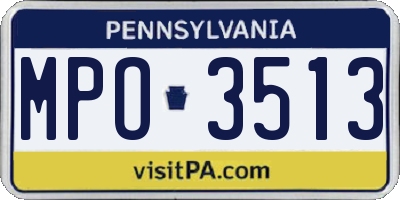 PA license plate MPO3513