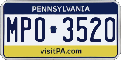 PA license plate MPO3520