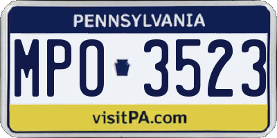 PA license plate MPO3523