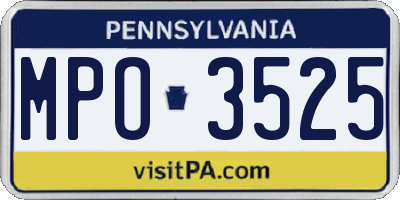 PA license plate MPO3525