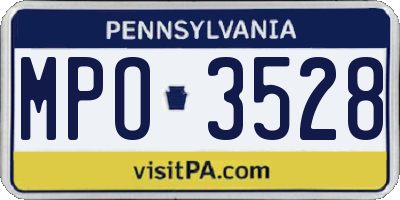 PA license plate MPO3528