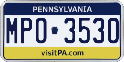 PA license plate MPO3530