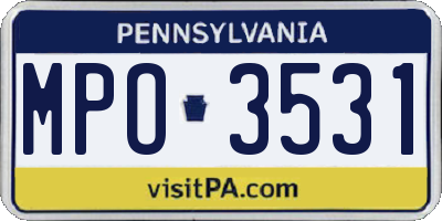 PA license plate MPO3531
