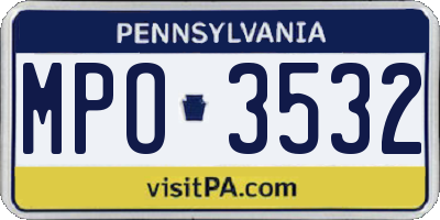 PA license plate MPO3532