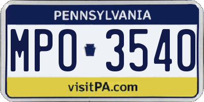 PA license plate MPO3540