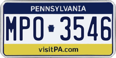 PA license plate MPO3546