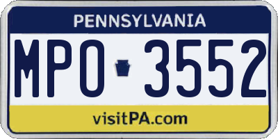 PA license plate MPO3552