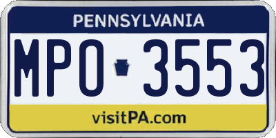 PA license plate MPO3553