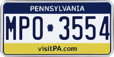 PA license plate MPO3554