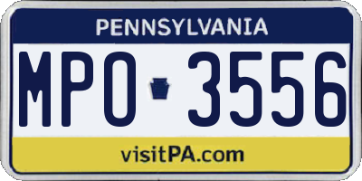 PA license plate MPO3556