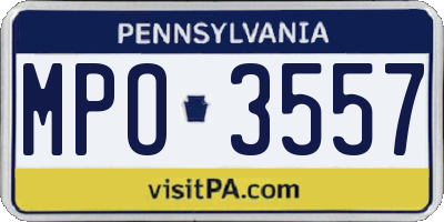 PA license plate MPO3557