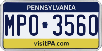 PA license plate MPO3560