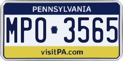PA license plate MPO3565