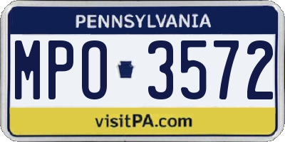 PA license plate MPO3572