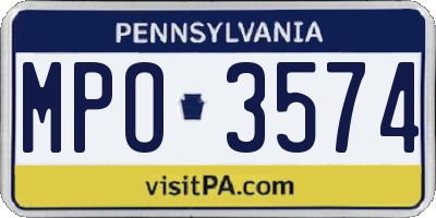 PA license plate MPO3574