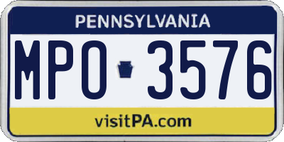 PA license plate MPO3576
