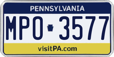 PA license plate MPO3577