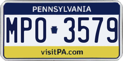 PA license plate MPO3579