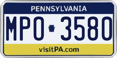PA license plate MPO3580