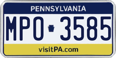 PA license plate MPO3585