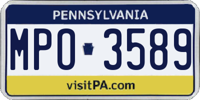 PA license plate MPO3589