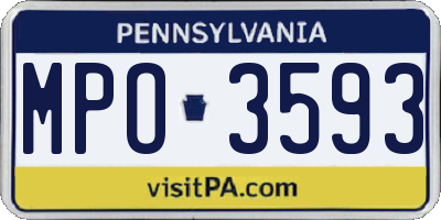 PA license plate MPO3593