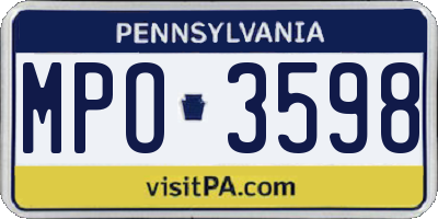 PA license plate MPO3598