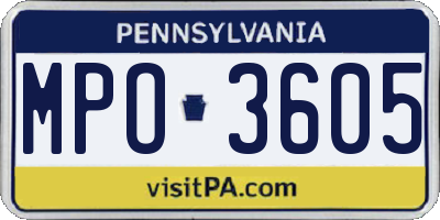 PA license plate MPO3605