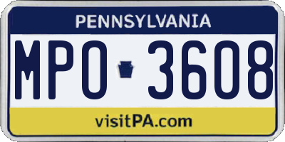 PA license plate MPO3608