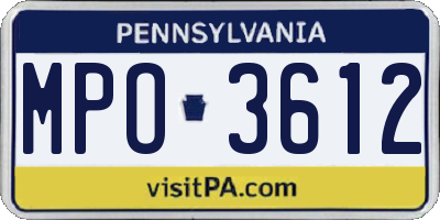 PA license plate MPO3612