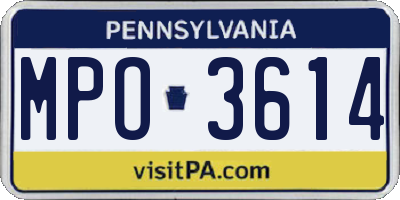 PA license plate MPO3614