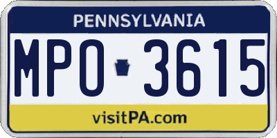 PA license plate MPO3615