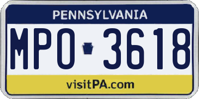 PA license plate MPO3618