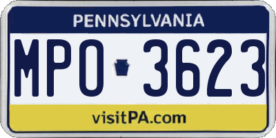 PA license plate MPO3623