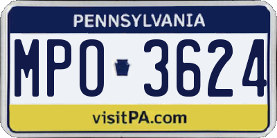 PA license plate MPO3624