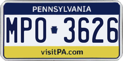 PA license plate MPO3626