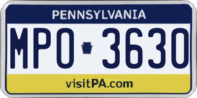 PA license plate MPO3630