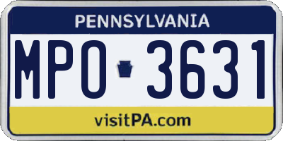 PA license plate MPO3631
