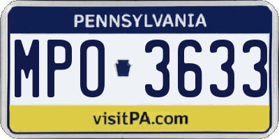 PA license plate MPO3633