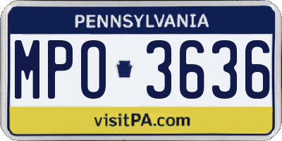 PA license plate MPO3636