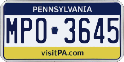 PA license plate MPO3645